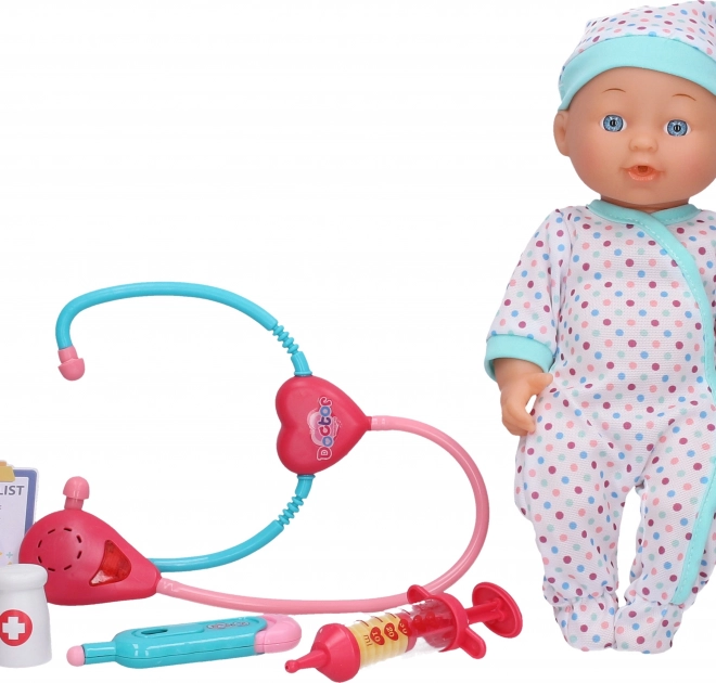 Beteg baba játékkészlet 30 cm