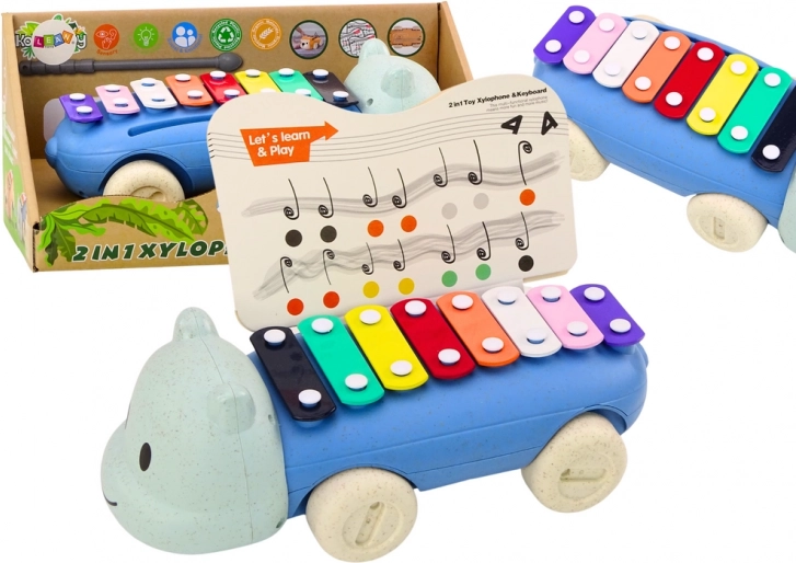 Gyermek színes oktató hangszer Hippopotamus Roller cimbalom