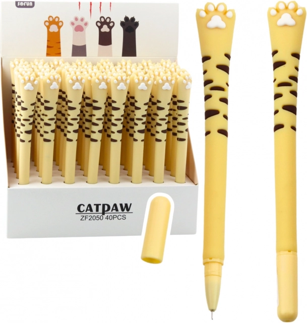 Gél toll cicatappancs kék tinta sárga csíkok 16,5 cm