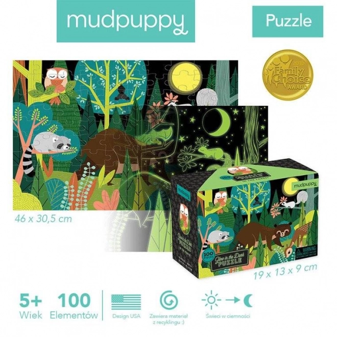 Mudpuppy erdei állatok világító puzzle - 100 darabos