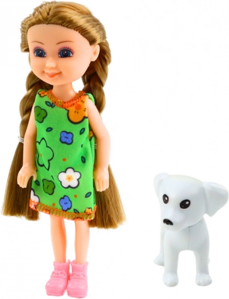 Mini baba ruhában kutyával 14,5 cm