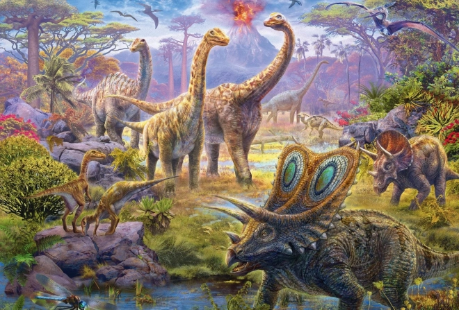 Schmidt dinoszauruszos puzzle 4 az 1-ben fém bőröndben