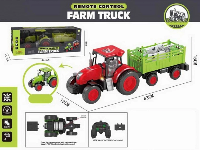 R/C traktor utánfutóval, fény