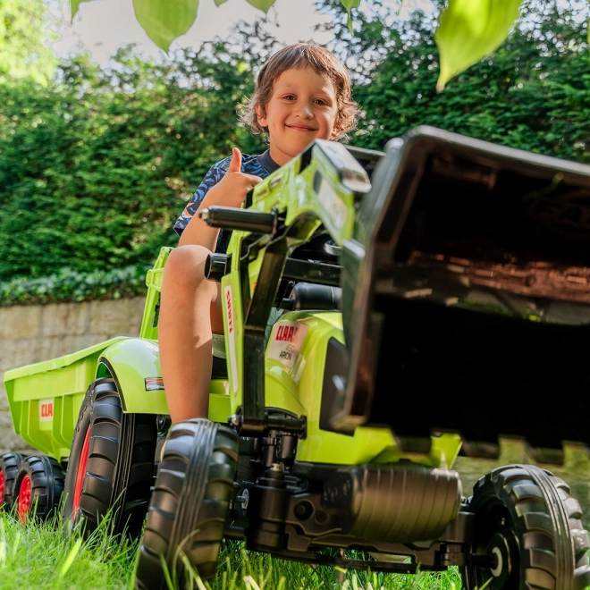Traktor pedálos Class Atiom 430 zöld első és hátsó kanállal