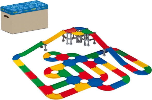 Hidak és utak 3D műanyag építőkészlet dobozban 58 × 39 cm