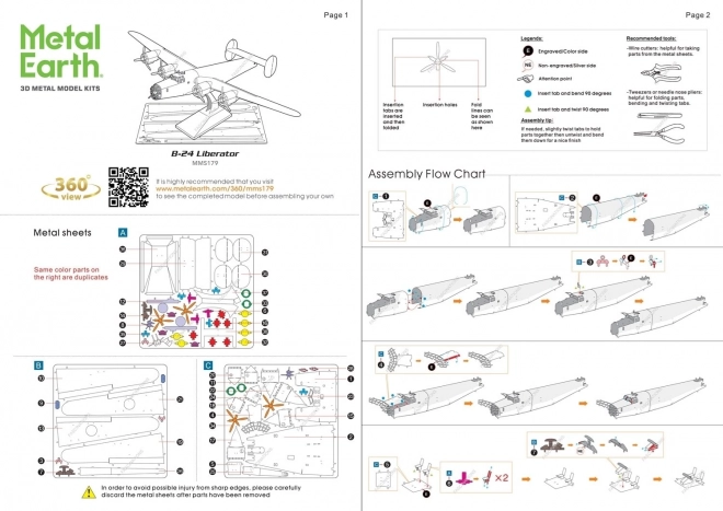 3D fém puzzle B-24 Liberator