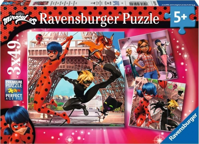 ravensburger puzzle Csodálatos Katicabogár és Fekete Macska 3x49 darab