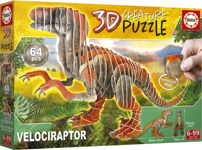 Educa 3D Velociraptor puzzle 64 darabos