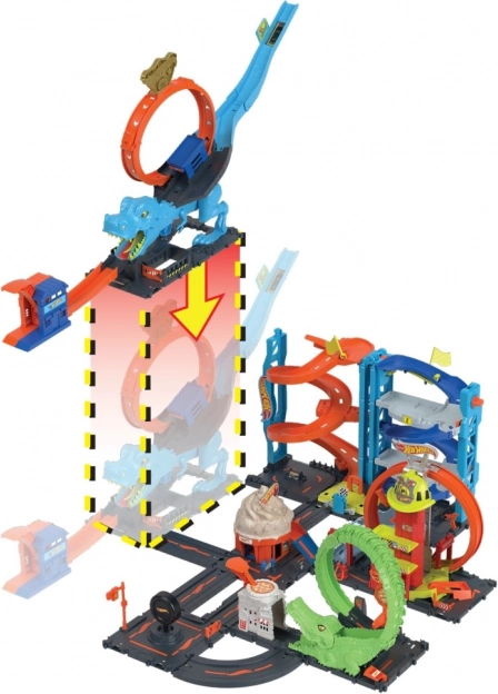 Hot Wheels City T-Rex hurka – dinoszauruszos autópálya kilövővel