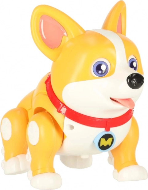 Interaktív robot corgi kutyus világító fülekkel és zenével