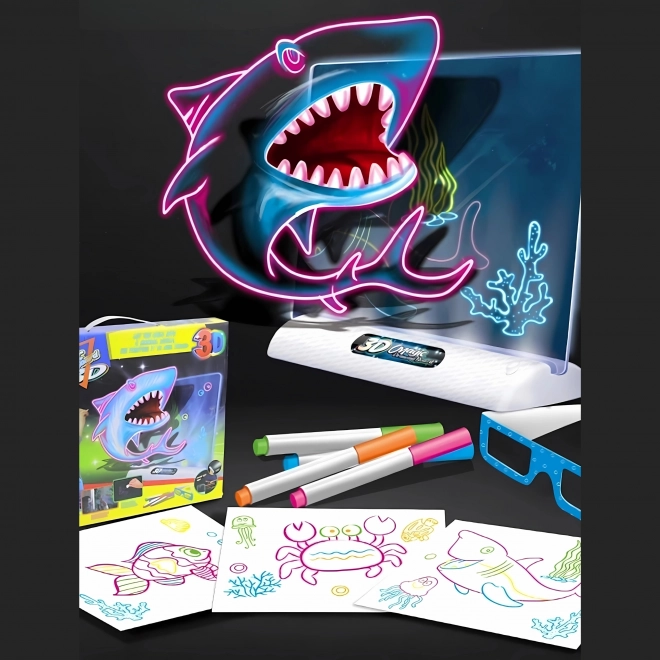 WOOPIE Mágneses 3D Tábla LED Világítással Rajzoláshoz