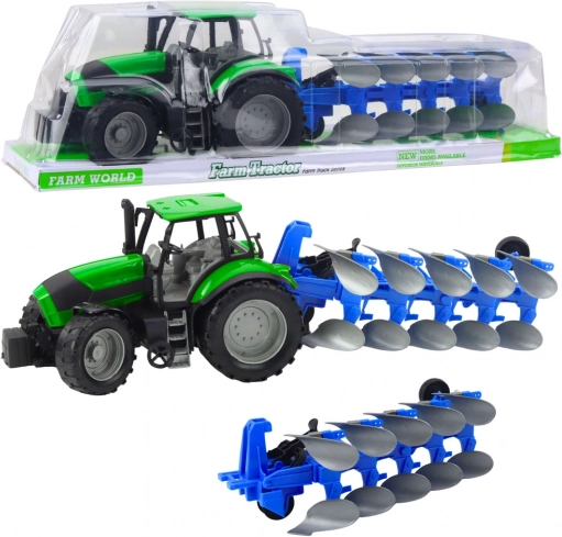 Zöld traktor ekével 50 cm