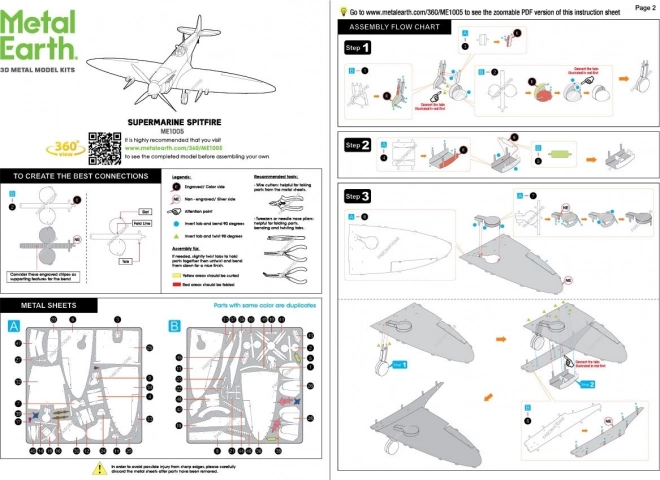 Metal Earth 3D puzzle repülő Supermarine Spitfire