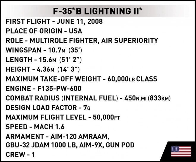 Cobi F-35B Lightning II harcászati repülőgép építőkészlet