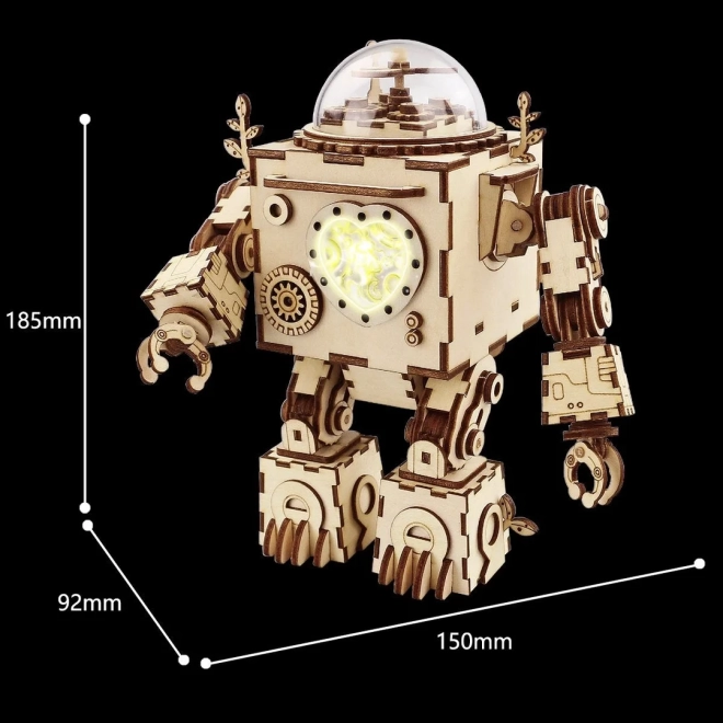 robotime rokr világító 3D fa puzzle robot orpheus zenélődoboz