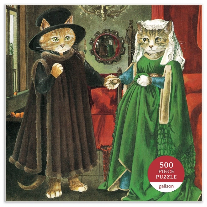 Meowsterpiece: Arnolfini házassága puzzle - 500 darabos