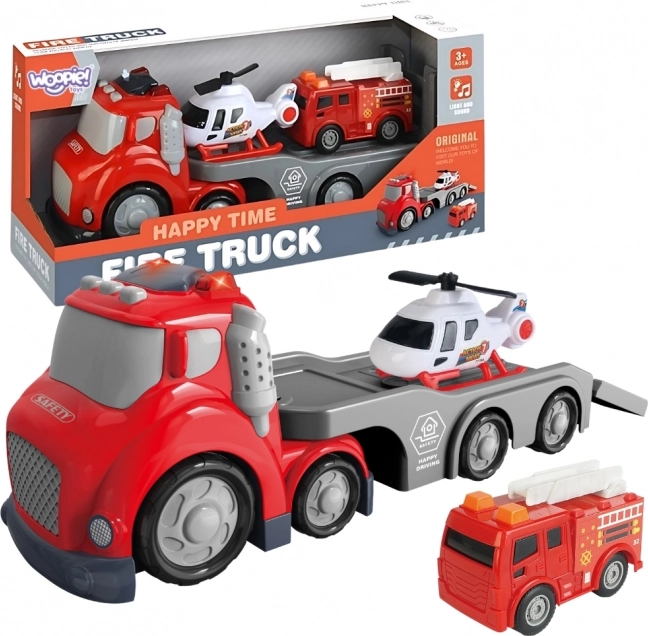 Vörös Tűzoltó Kisteherautó CITY TRUCK Hang- és Fényeffektusokkal
