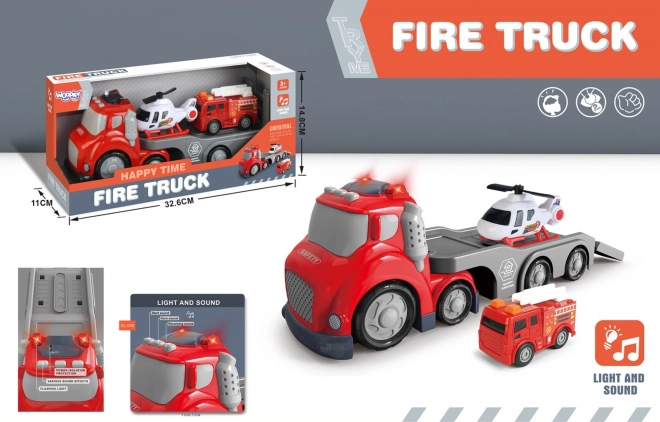 Vörös Tűzoltó Kisteherautó CITY TRUCK Hang- és Fényeffektusokkal