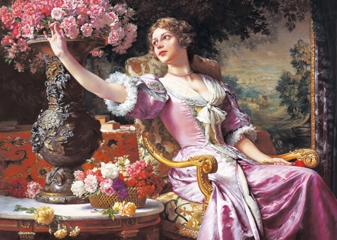 Puzzle 3000 darabos nő lila ruhában W. Czachórski képén