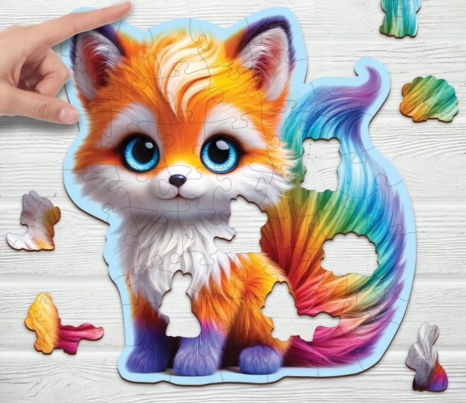 Fából készült puzzle Aranyos Róka 50 darabból a Wooden City-től