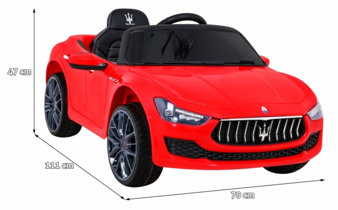 Maserati Ghibli akkumulátoros gyermekautó piros + Távirányító + Lassú indítás + EVA + MP3 USB + LED világítás