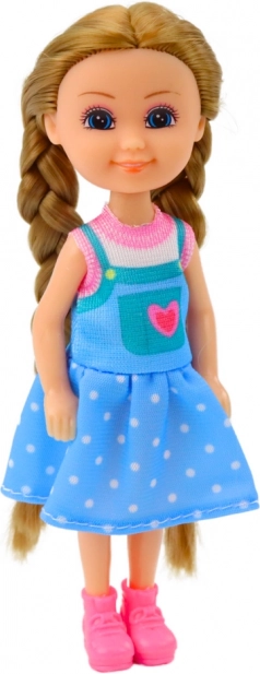 Mini baba hosszú hajjal és ruhában 15 cm
