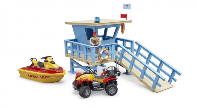 életmentő torony quad kerékpárral, robogóval és figurával