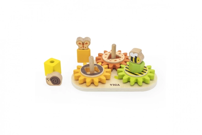 Viga fából készült fogaskerék alakzatok és mechanizmusok puzzle