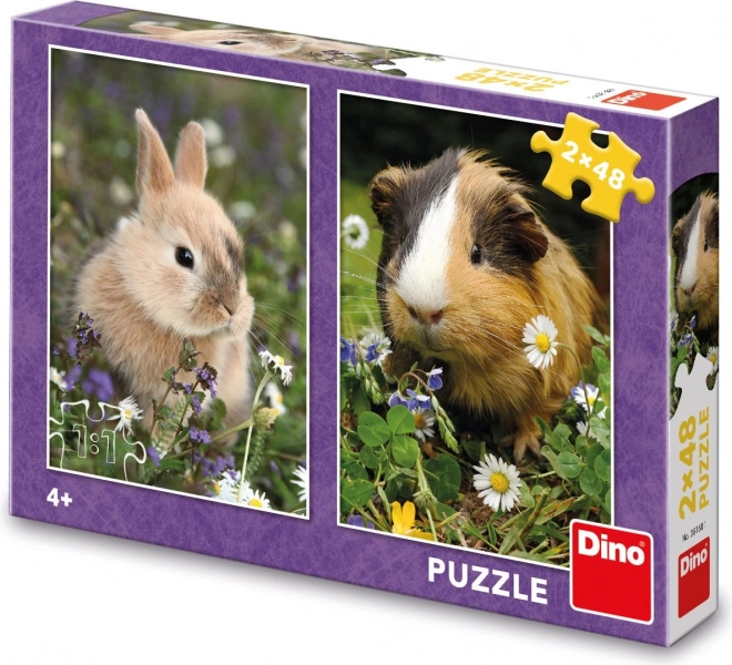 Bunny és tengerimalac puzzle 2x48 darabos