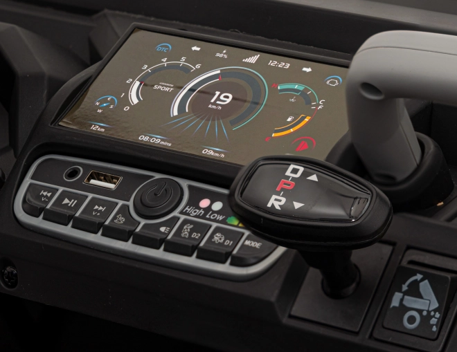 Autó Pick-Up Sebesség 900 pro gyermekek fekete + 4x4 meghajtás + mozgatható pumpa + csomagtér + távirányító + lapát + LED audió