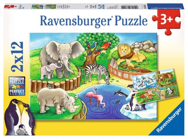 Ravensburger: 2 az 1-ben Puzzle - Állatok a ZOO-ban