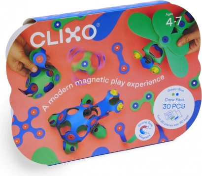 Clixo mágneses építőjáték kék és zöld szett