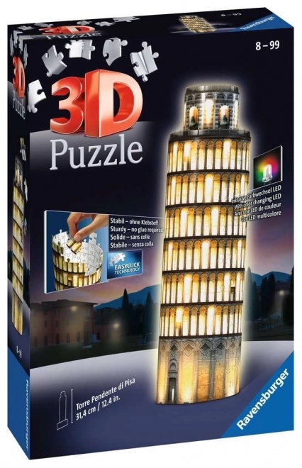 Világító 3D Puzzle - Ferdes torony Pisa Éjszakai Kiadás