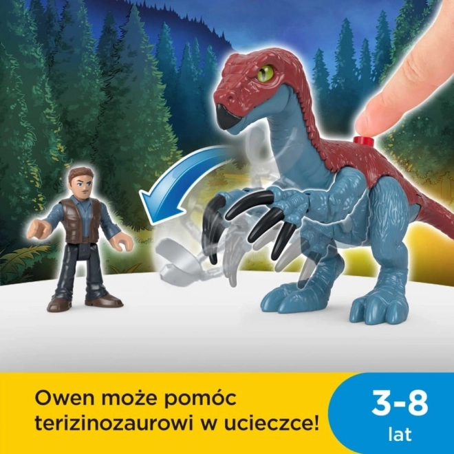 Jurassic World imaginext therizinosaurus és owen figura szett