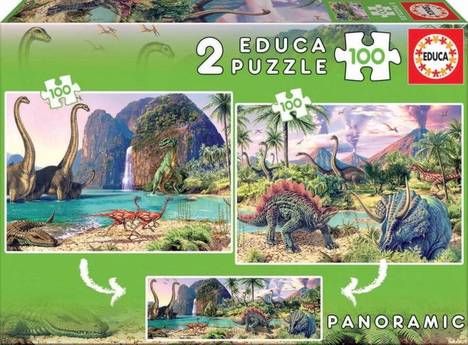 Educa dinoszaurusz világ panoráma puzzle 2x100 darab