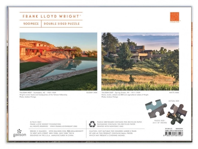 Frank Lloyd Wright: Taliesin és Taliesin West kétoldalas puzzle 500 darabos