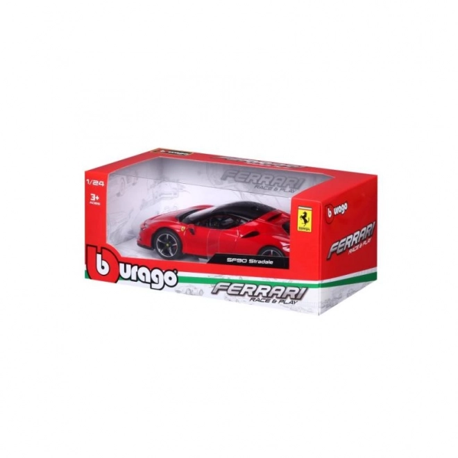 Bburago Ferrari SF90 Stradale piros autómodell 1:24