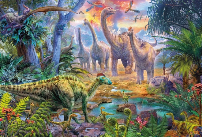 Schmidt dinoszauruszos puzzle 4 az 1-ben fém bőröndben