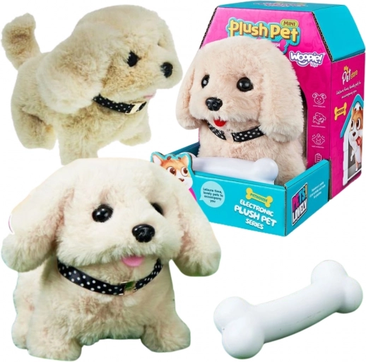 Woopie interaktív plüss kutyus csonttal (bichon vagy golden retriever)