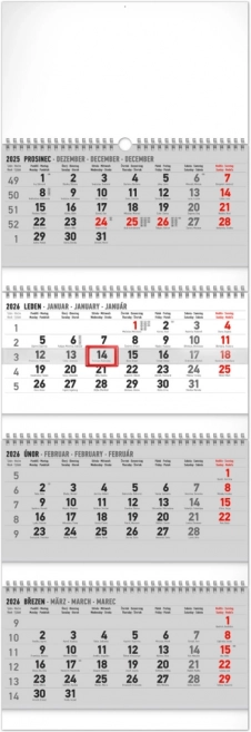 Fali naptár 4 hónapos standard, 2026, összehajtható