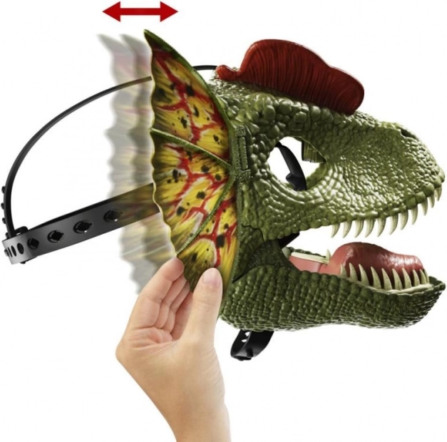 Dilophosaurus maszk Jurassic World hangeffektekkel és vízeffektussal