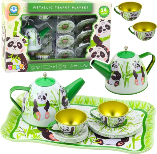 Gyerek fém teaszolgáltatás panda motívummal 14 darab