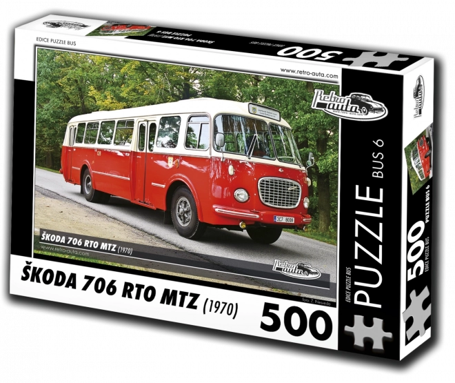 Retro járművek puzzle BUS - Škoda 706 RTO MTZ (1970) 500 darabos