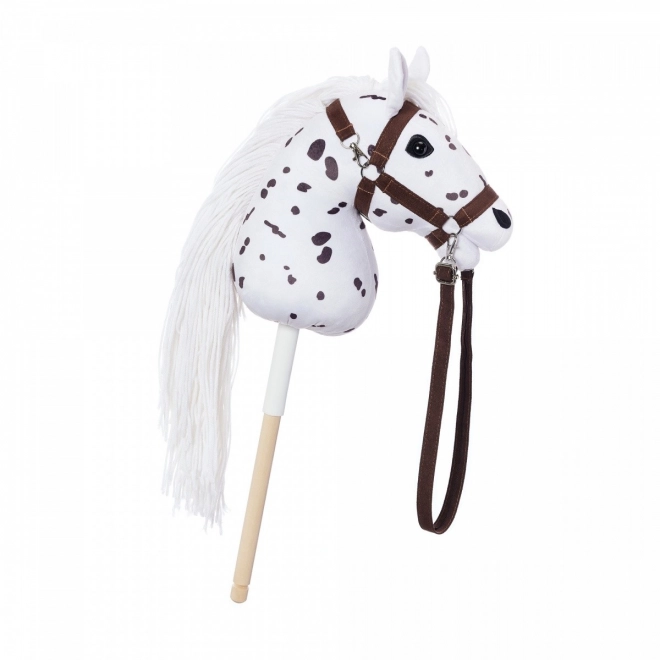 Hobby Horse HOPPIHORSE Sport Edition kollekció fehér leopárd színű lovacska rúdra szerelve