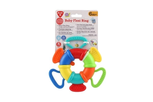 Csörgő/Rágóka/Flexi gyűrű műanyag/szilikon 15cm kártyán 6hó+