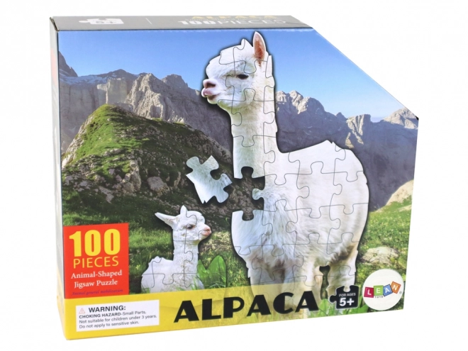 Fehér alpaka állatos puzzle 100 darabos