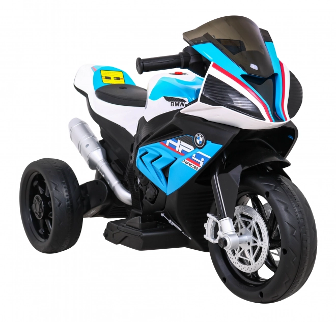 BMW HP4 Gyerekeknek elektromos motor kék + 3 kerék + LED + MP3 USB + Eco bőr