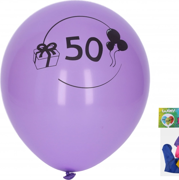 30 cm-es léggömbök 50-es számmal, színmix – 5 darabos készlet