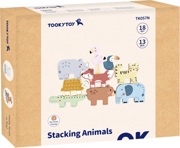 Montessori állat formájú fa kockák 9 db Tooky Toy-tól
