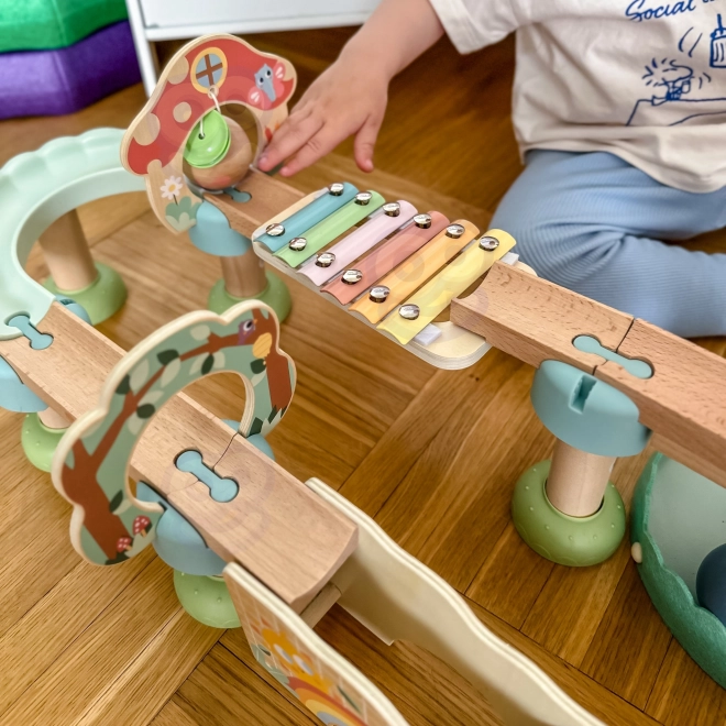 Fa golyópálya Xilofonnal Tooky Toy 44 db